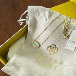 Kendra Scott Gold Necklace with Aqua Pendant